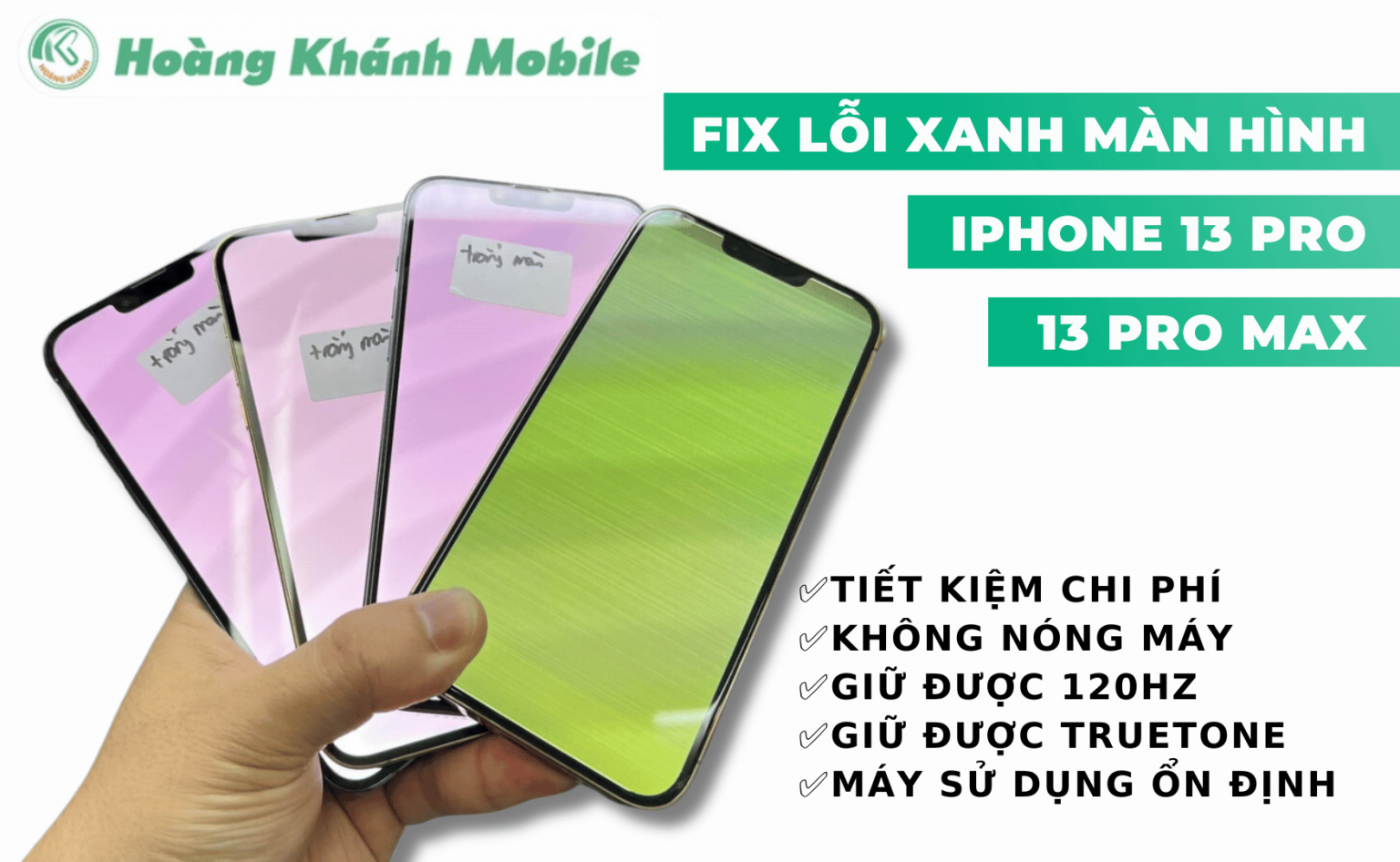 Fix lỗi màn hình xanh trắng màn trên iPhone 13 Pro 13 Pro Max Bảo