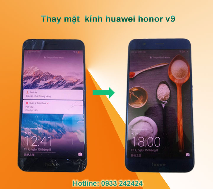 Thay mặt kính Huawei honor v9 giá rẻ đã bao công tháo ráp