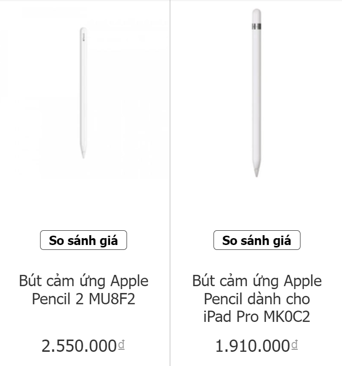 giá apple pencil hiện nay, cập nhật ngày 7/4/2023