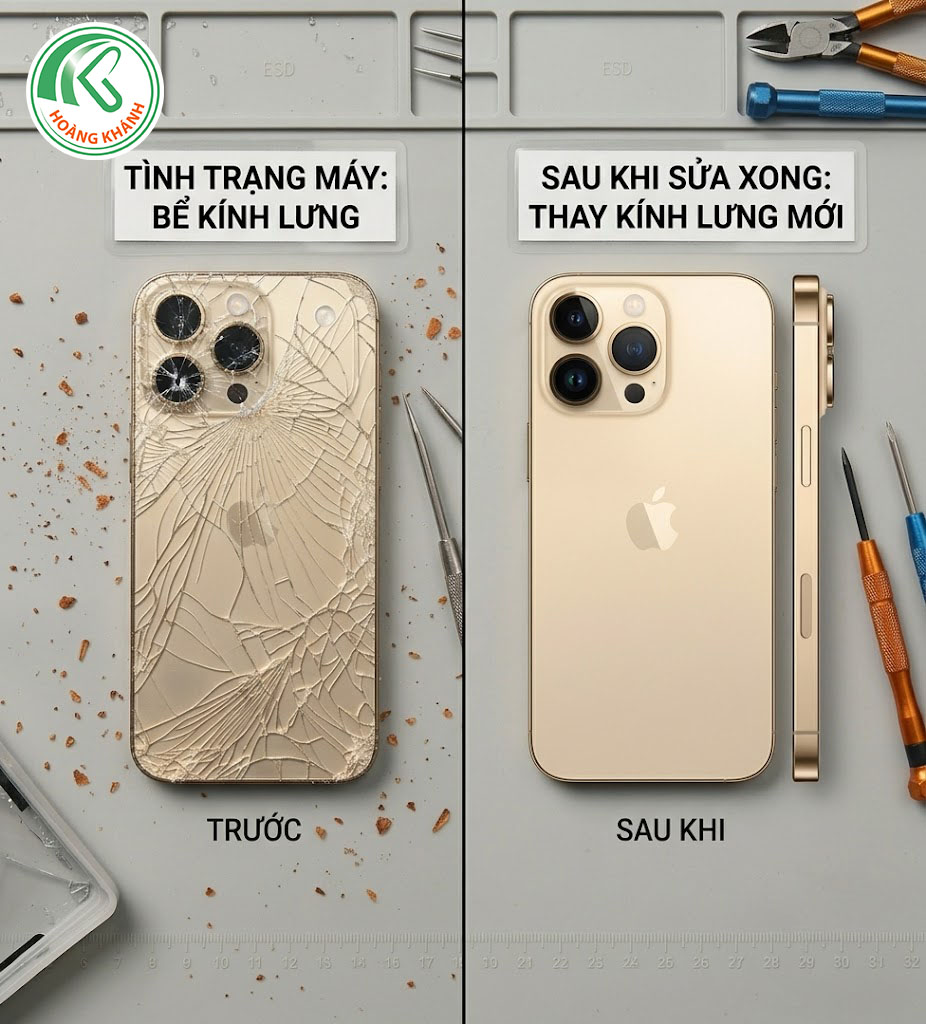 Thay thế kính lưng , lấy lại diện mạo cho máy